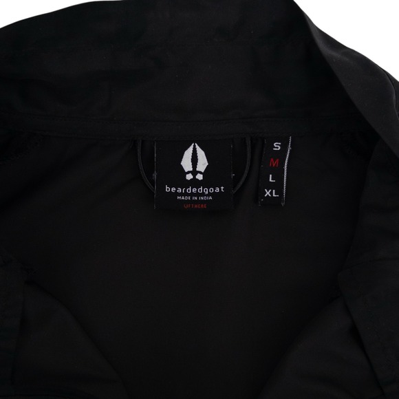 Bearded Goat Men's Med Full Zip Packable Windbreaker Black Outdoor Hiking Jacket - Picture 8 of 9